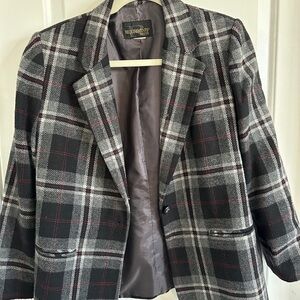 Requirements Plaid Blazer in Black, Gray & Burgundy